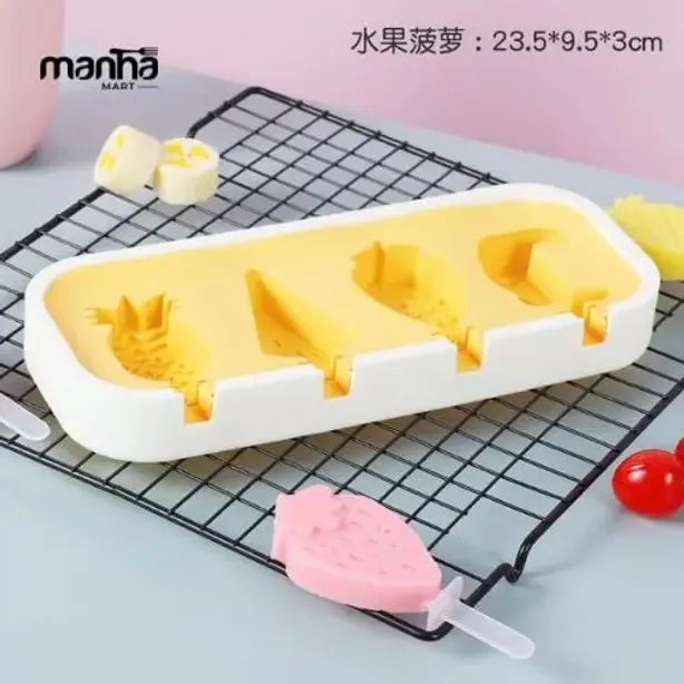 Fruit 4 Grid Mold Set with Dust Cover & Reusable Sticks