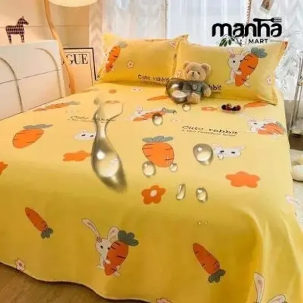 বালিশ কভার ছাড়া ওয়াটারপ্রুফ বেডশীট  (Carrot) Premium Waterproof Bed Sheet 8×7.3 ft – China Imported | Cotton-Soft & Protective Layer
