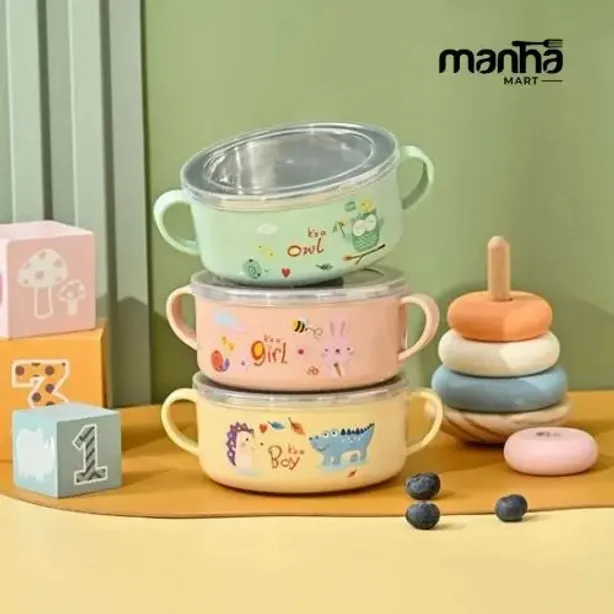 Baby Feeding Bowl with Lids Stainless Steel Insulated Bowl Any color
