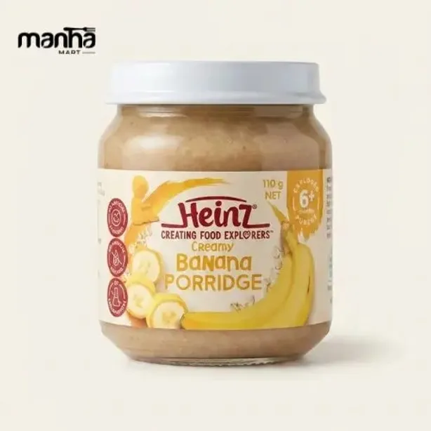 Heinz Creamy Banana Porridge Jar 110g (6+ Months): Ready-to-Serve Baby Food