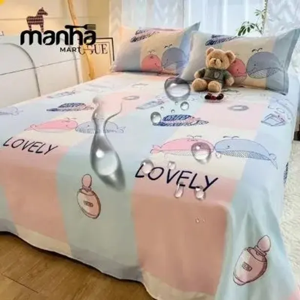 বালিশ কভার ছাড়া ওয়াটারপ্রুফ বেডশীট  (Lovely) Premium Waterproof Bed Sheet 8×7.3 ft – China Imported | Cotton-Soft & Protective Layer