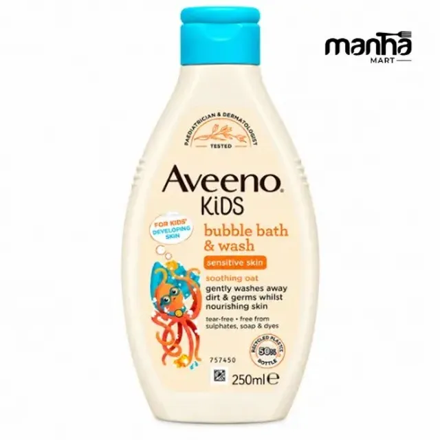 Aveeno Kids Bubble Bath & Wash for Sensitive Skin 250ml (Made in Italy)