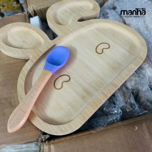 Bamboo Rabbit Plate for Kids | Suction Baby Feeding Plate