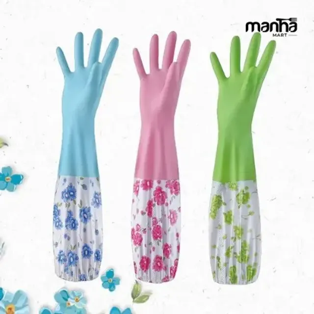 Velvet Foam Long Kitchen Hand Gloves