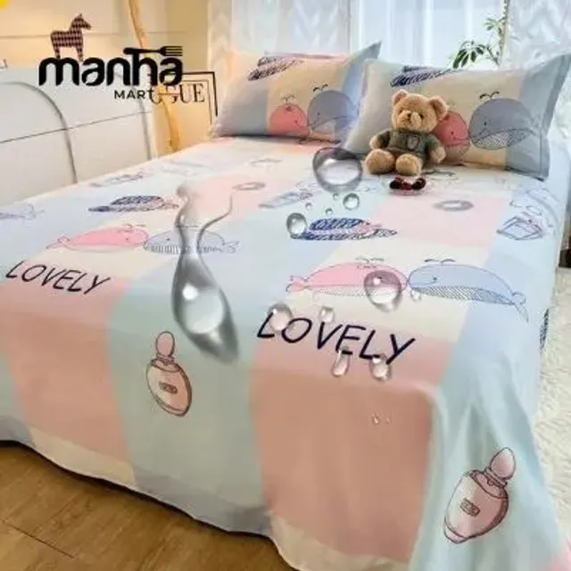 বালিশ কভার ছাড়া ওয়াটারপ্রুফ বেডশীট  (Lovely) Premium Waterproof Bed Sheet 8×7.3 ft – China Imported | Cotton-Soft & Protective Layer