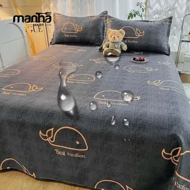 কভার সহ  ওয়াটারপ্রুফ বেডশীট  ( Black Whale) Premium Waterproof Bed Sheet 8×7.3 ft – China Imported | Cotton-Soft & Protective Layer